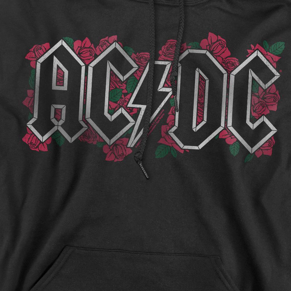 Black - Pack Shot - AC-DC Mens Roses Logo Hoodie