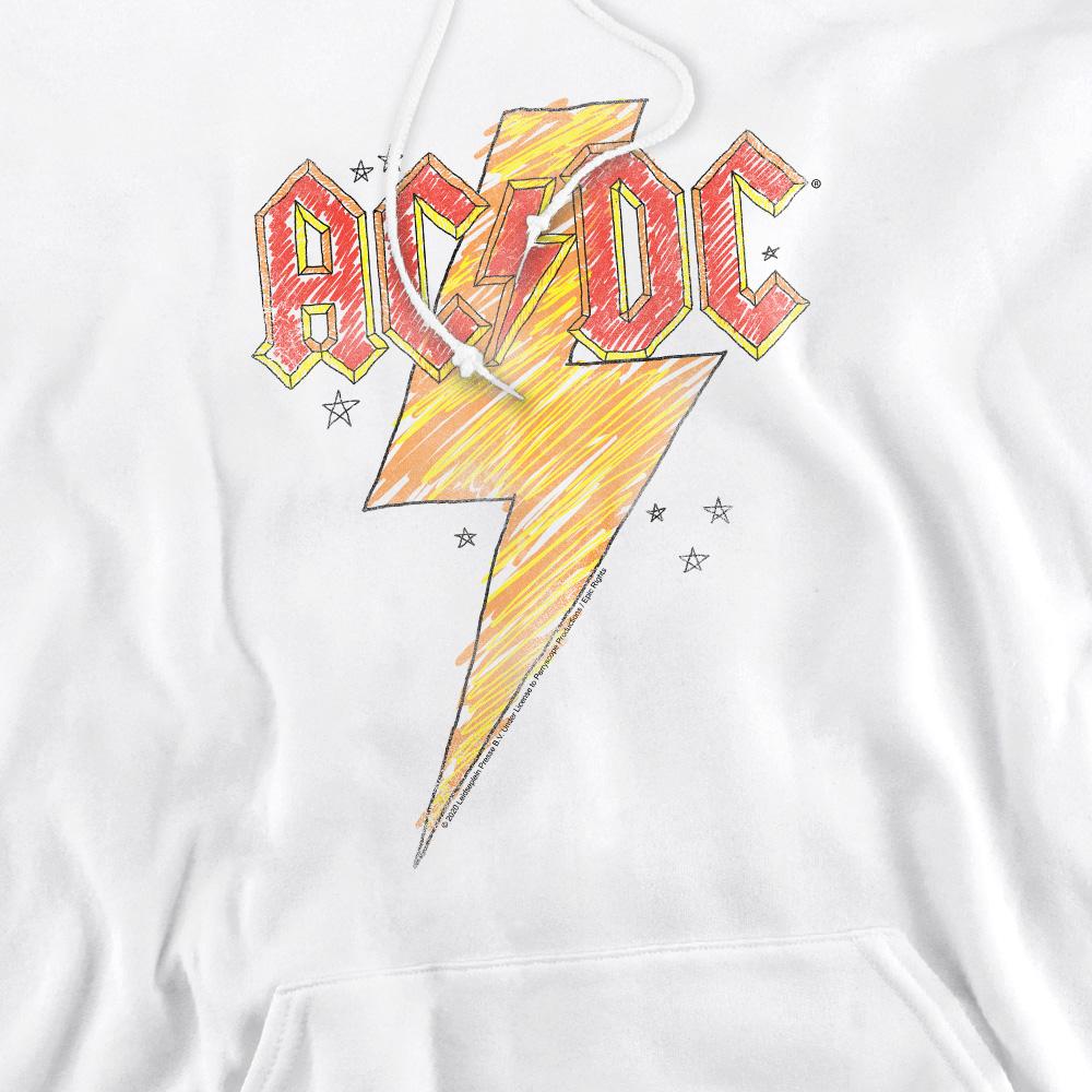 White - Side - AC-DC Mens Sketch Bolt Hoodie
