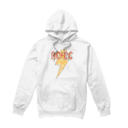 White - Front - AC-DC Mens Sketch Bolt Hoodie