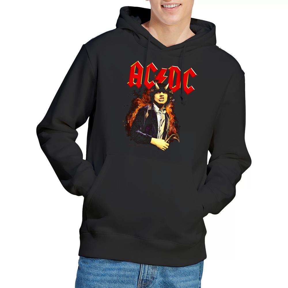 Black - Lifestyle - AC-DC Mens Fire And Horns Hoodie