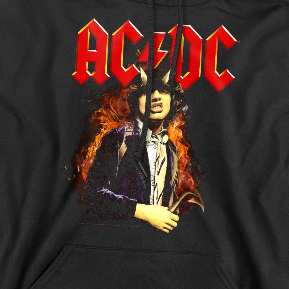 Black - Pack Shot - AC-DC Mens Fire And Horns Hoodie