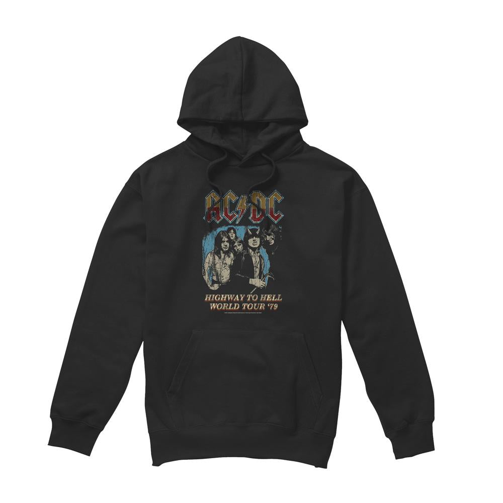 Black - Front - AC-DC Mens Highway World Tour 79 Hoodie