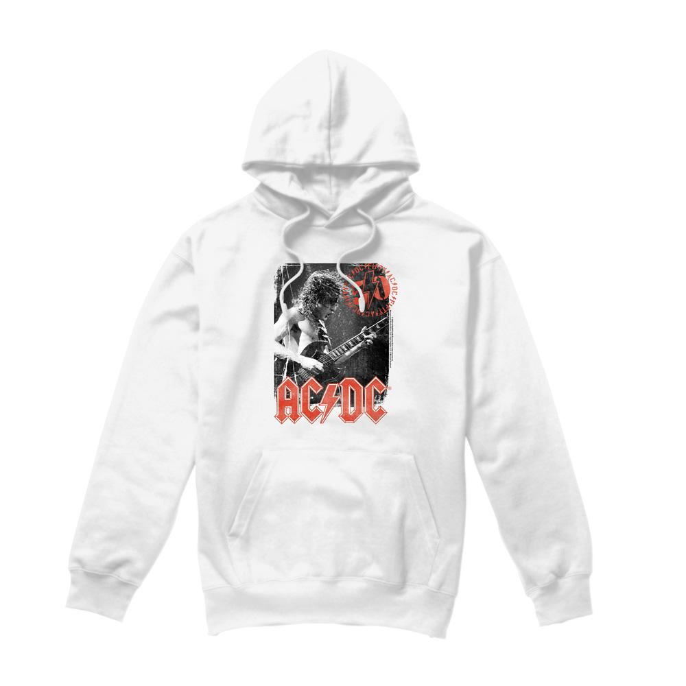 White - Front - AC-DC Mens Stamp Poster Hoodie