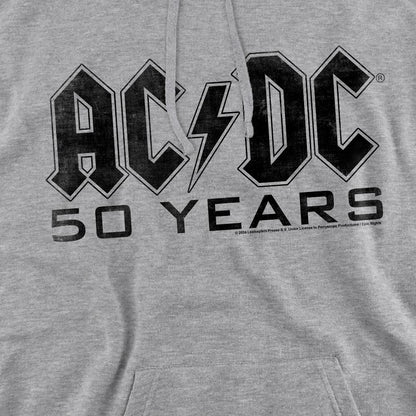 Sport Heather - Pack Shot - AC-DC Mens 50 Years Logo Hoodie