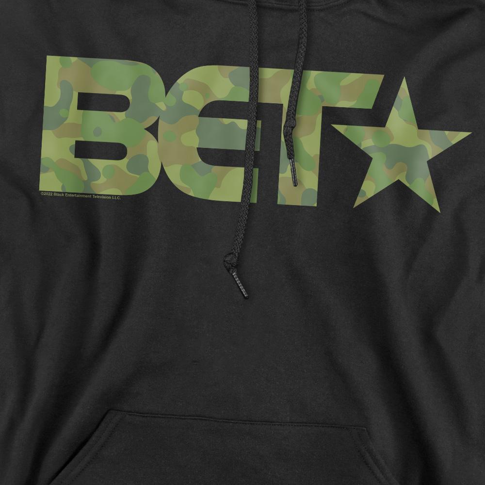 Black - Pack Shot - BET Mens Camo Logo Hoodie