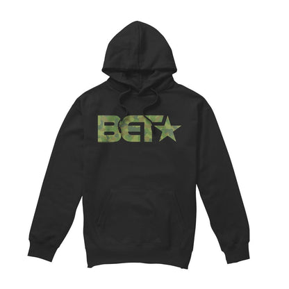 Black - Front - BET Mens Camo Logo Hoodie