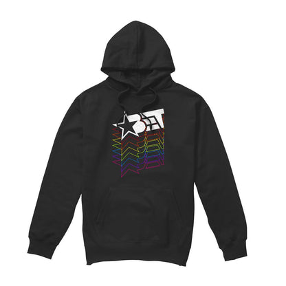 Black - Front - BET Mens Cascading Rainbow Logo Hoodie