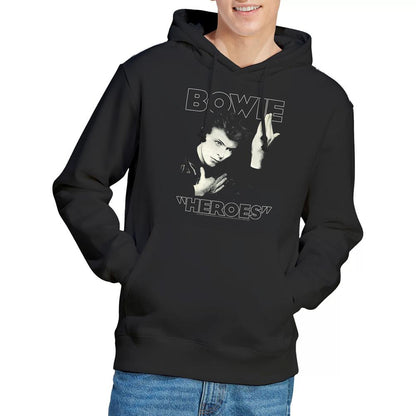 Black - Lifestyle - David Bowie Mens Heroes Cover Hoodie