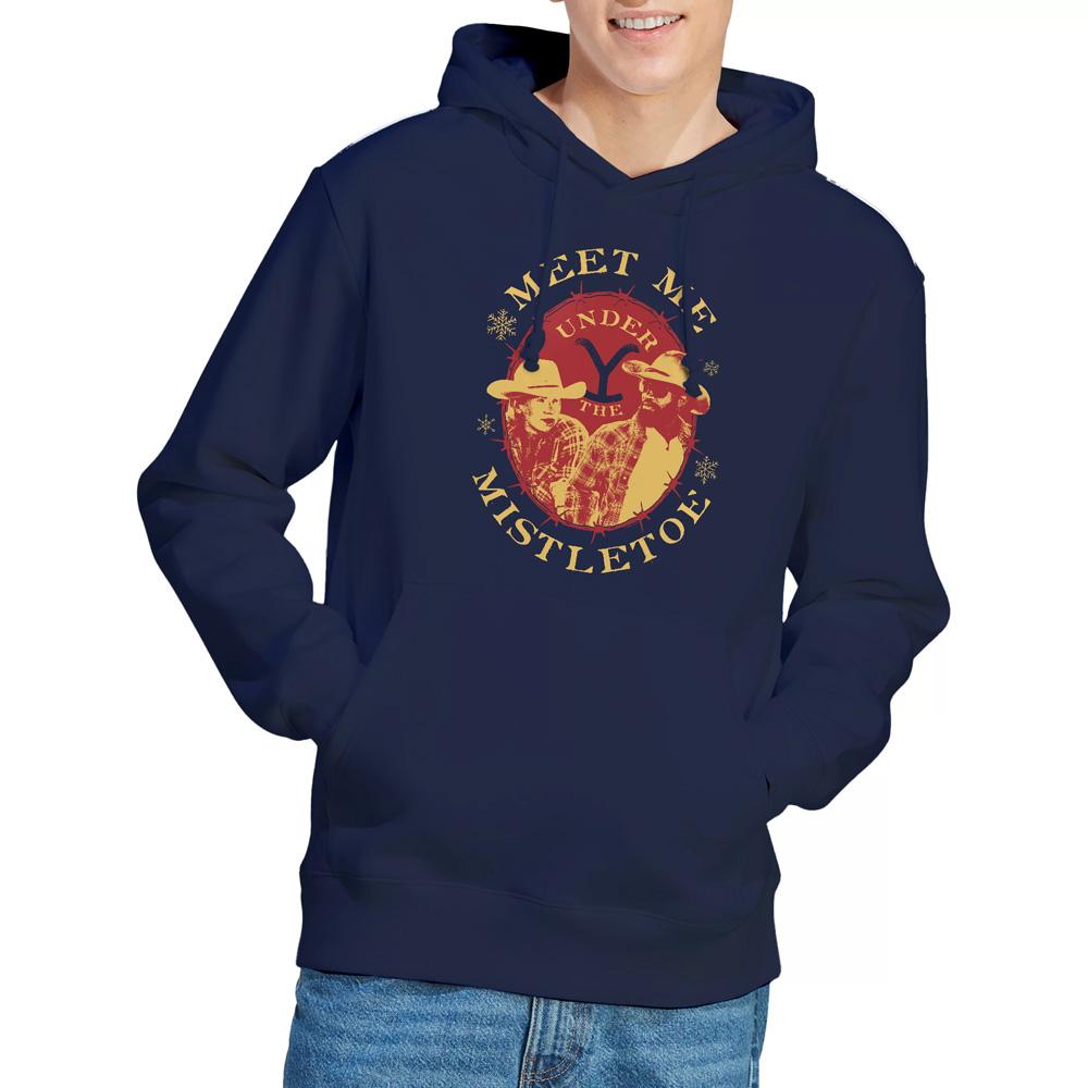 Navy - Lifestyle - Yellowstone Mens Meet Me Under The Mistletoe Christmas Hoodie