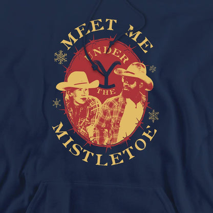 Navy - Pack Shot - Yellowstone Mens Meet Me Under The Mistletoe Christmas Hoodie