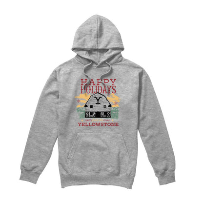 Sport Heather - Back - Yellowstone Mens Happy Holidays Christmas Hoodie