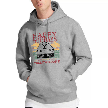 Sport Heather - Side - Yellowstone Mens Happy Holidays Christmas Hoodie
