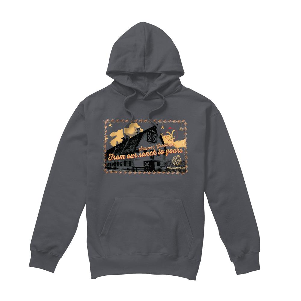 Charcoal - Front - Yellowstone Mens Seasons Greetings From The Yellowstone Christmas Hoodie