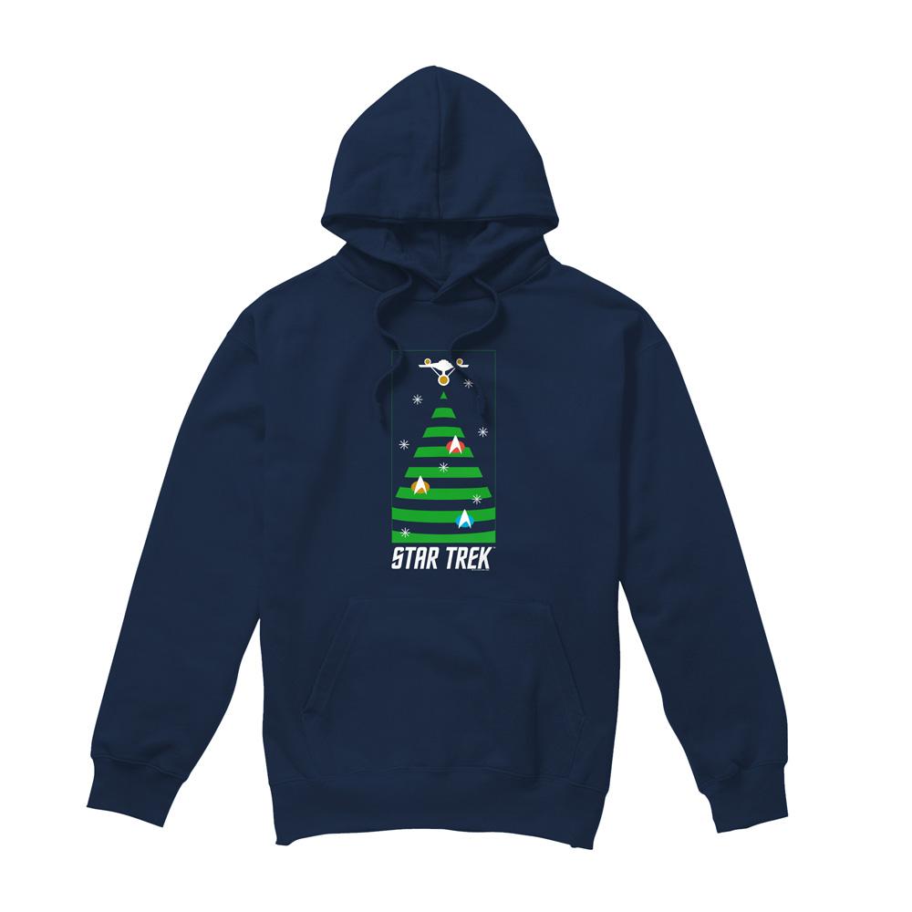 Navy - Front - Star Trek: The Original Series Mens Christmas Tree Hoodie