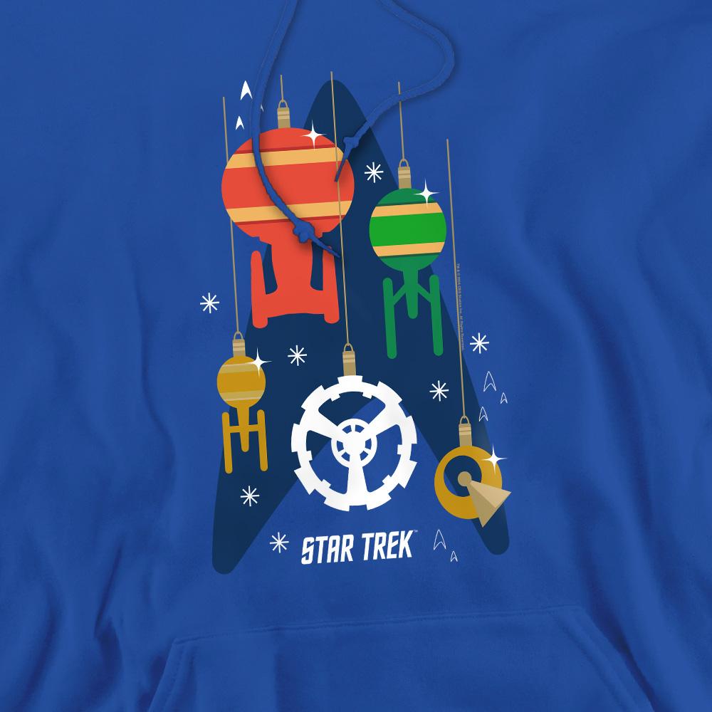 Royal Blue - Pack Shot - Star Trek Mens Spaceship Bauble Christmas Hoodie