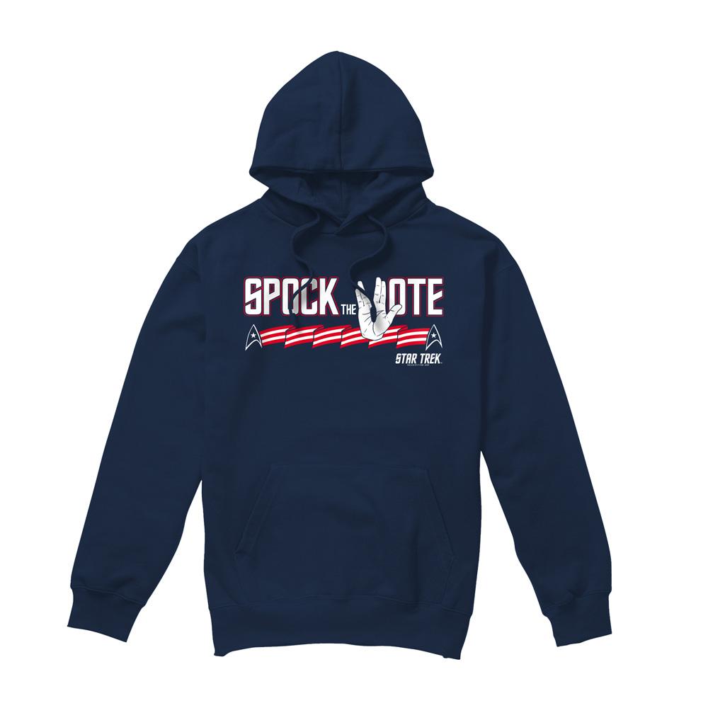 Navy - Front - Star Trek Mens Spock the Vote Hoodie