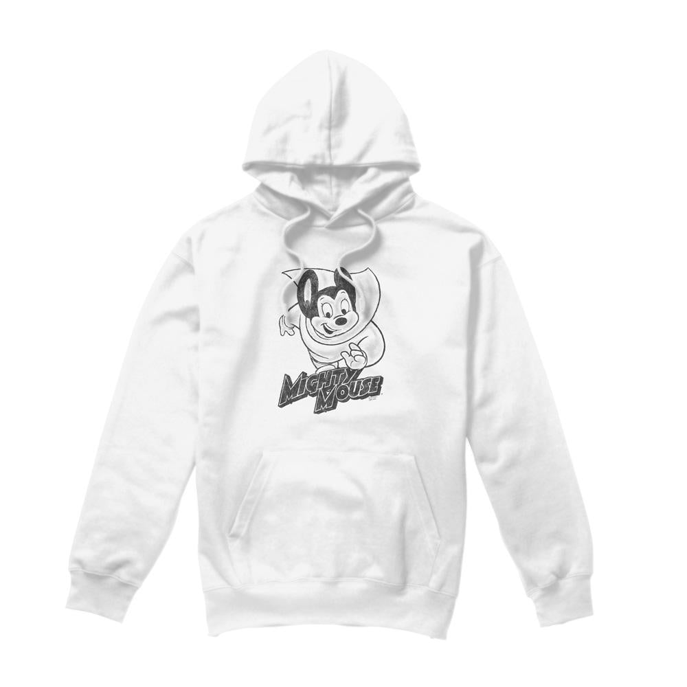 White - Front - Mighty Mouse Mens Mighty Sketch Hoodie
