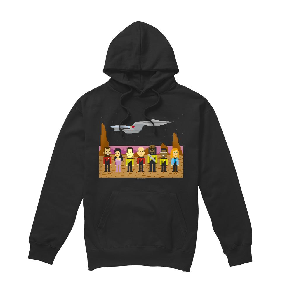 Black - Front - Star Trek Mens The Next Generation Trexel Crew Hoodie
