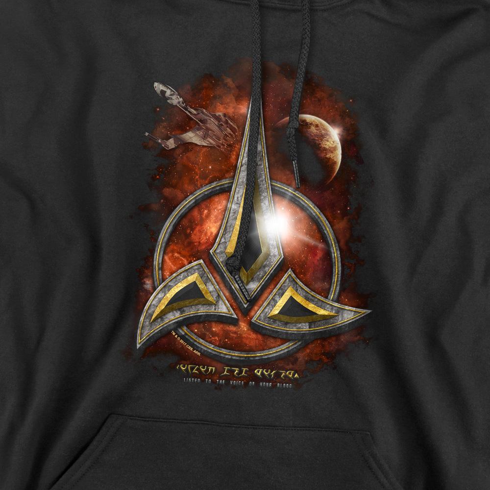 Black - Pack Shot - Star Trek Mens Klingon Crest Hoodie