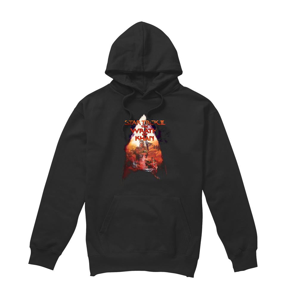 Black - Front - Star Trek Mens The Wrath of Khan Poster Hoodie