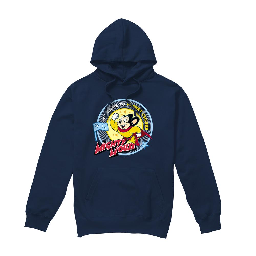 Navy - Front - Mighty Mouse Mens Planet Cheese Hoodie