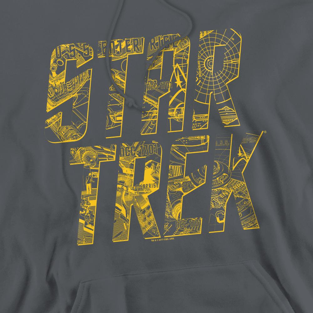 Charcoal - Pack Shot - Star Trek Mens Schematic Logo Hoodie