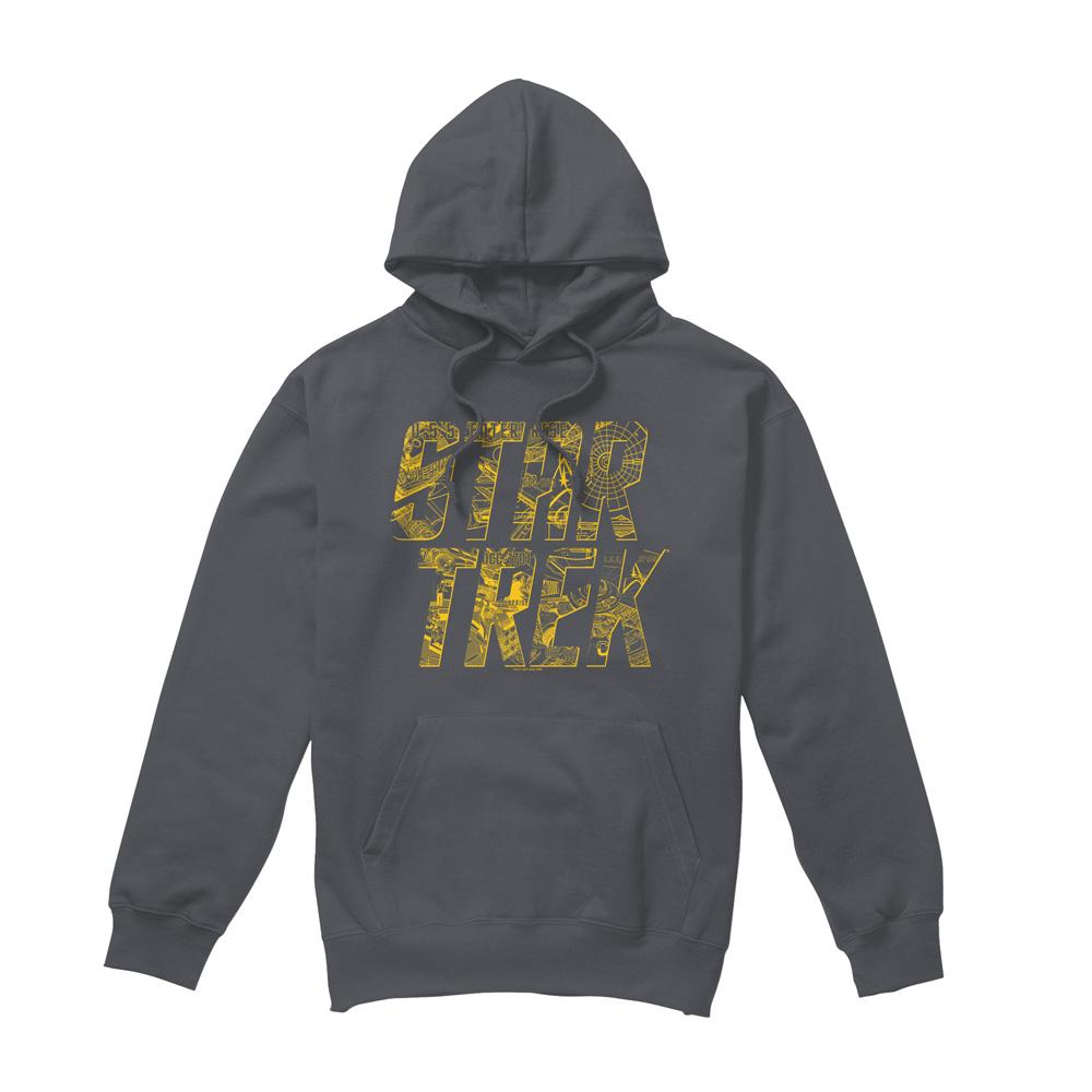 Charcoal - Front - Star Trek Mens Schematic Logo Hoodie