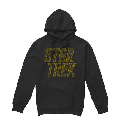Black - Front - Star Trek Mens Distressed Logo Hoodie
