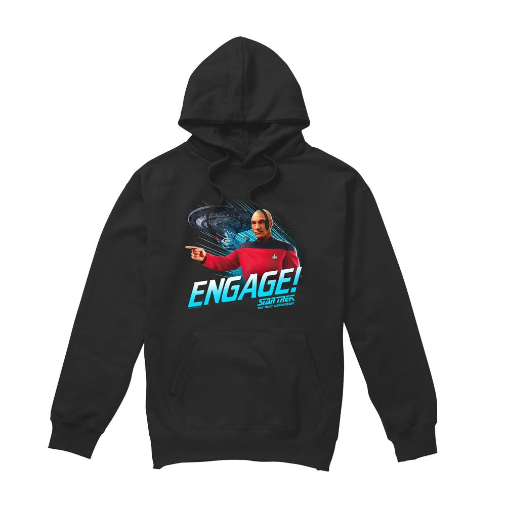 Black - Front - Star Trek Mens Engage Hoodie
