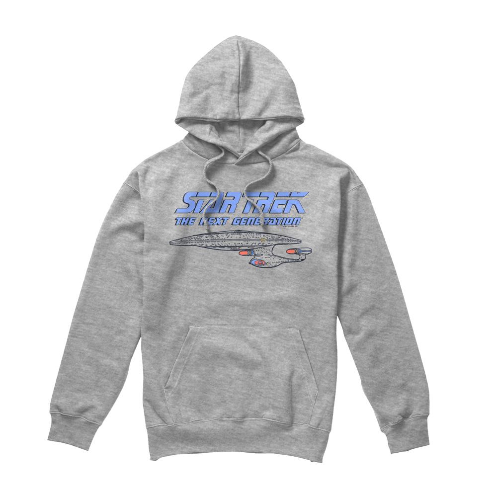 Sport Heather - Front - Star Trek Mens The Next Generation Distressed Hoodie