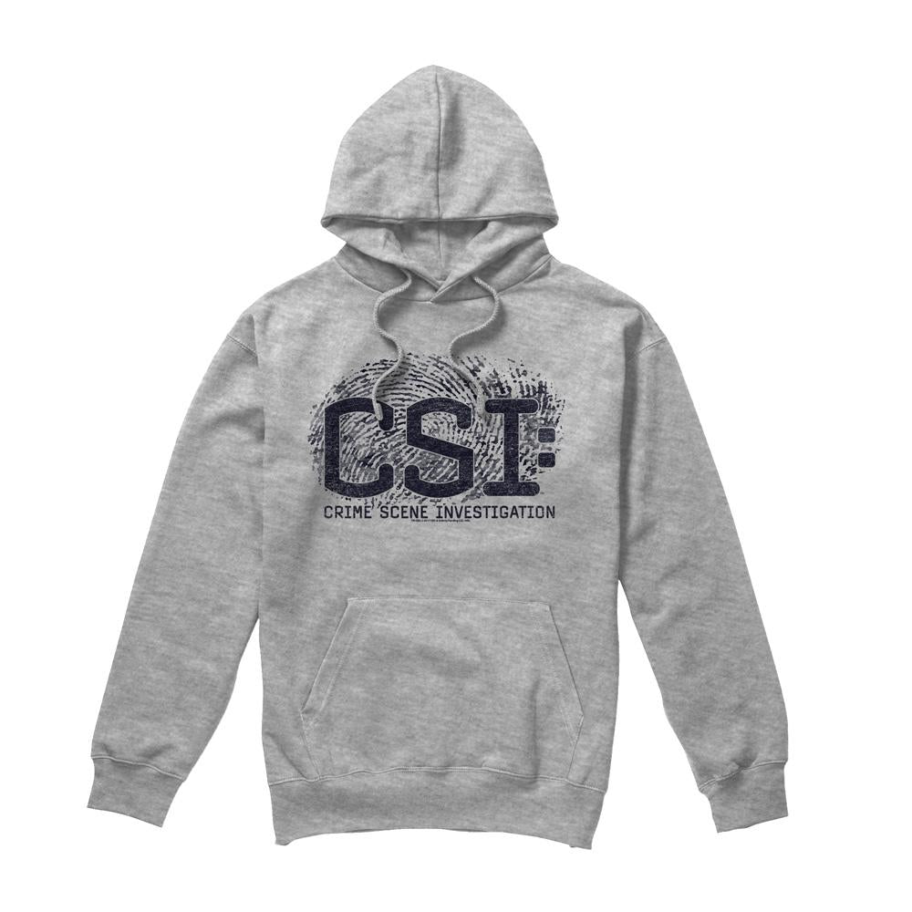 Sport Heather - Front - CSI Mens Distressed Logo Hoodie