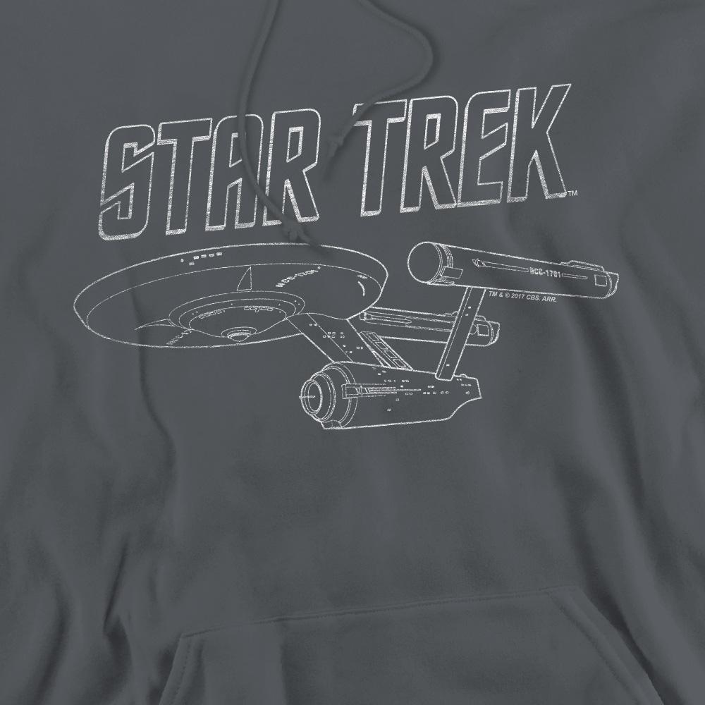 Charcoal - Pack Shot - Star Trek Mens The Original Series Enterprise Hoodie