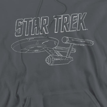 Charcoal - Pack Shot - Star Trek Mens The Original Series Enterprise Hoodie