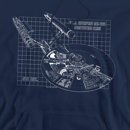 Navy - Pack Shot - Star Trek Mens Enterprise Print Hoodie