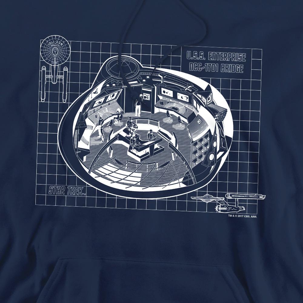 Navy - Pack Shot - Star Trek Mens Bridge Print Hoodie