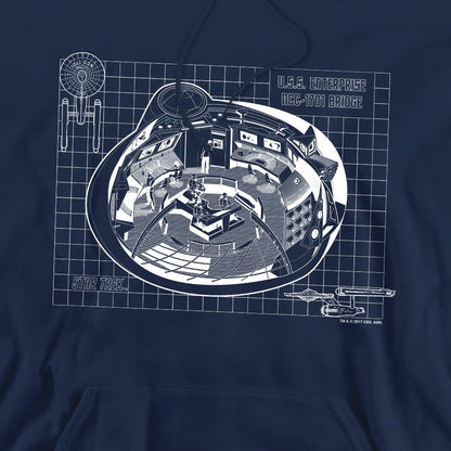 Navy - Pack Shot - Star Trek Mens Bridge Print Hoodie