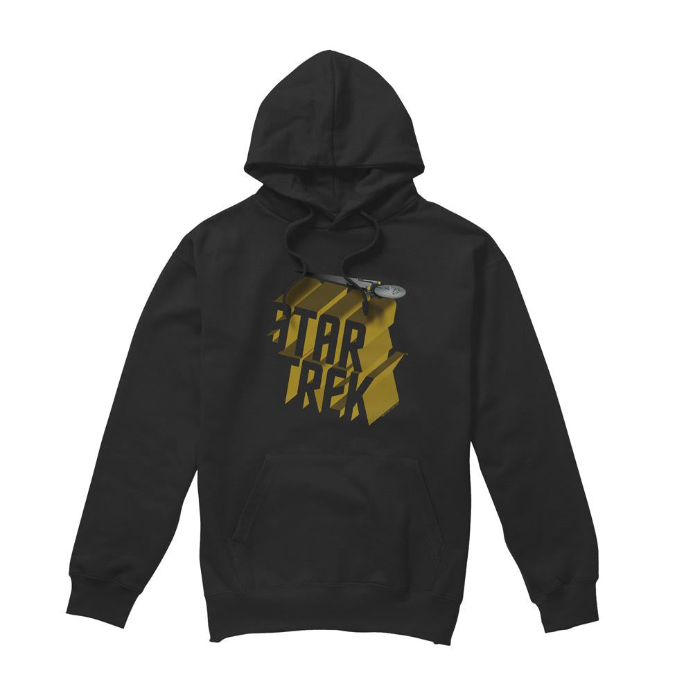 Black - Front - Star Trek Mens 3D Logo Hoodie