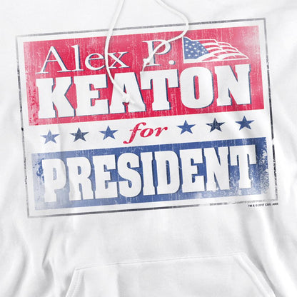 White - Pack Shot - Family Ties Mens Alex for President Hoodie