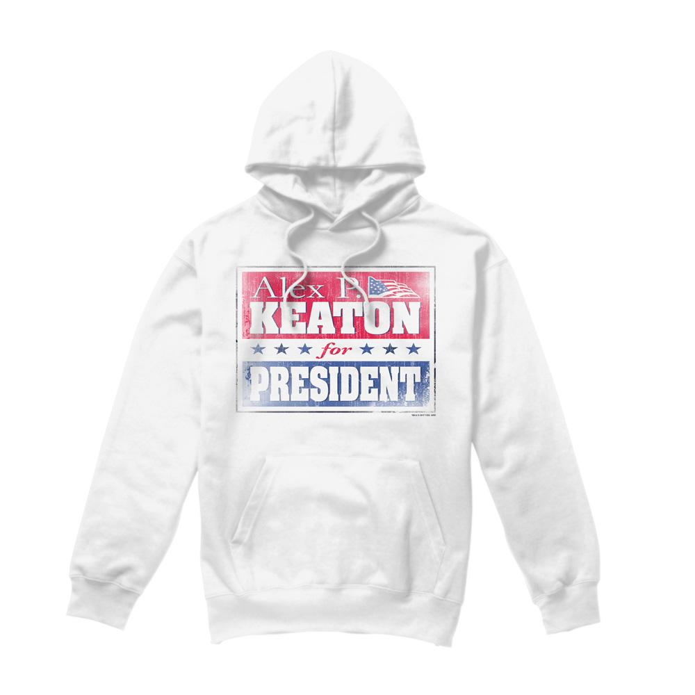 White - Front - Family Ties Mens Alex for President Hoodie