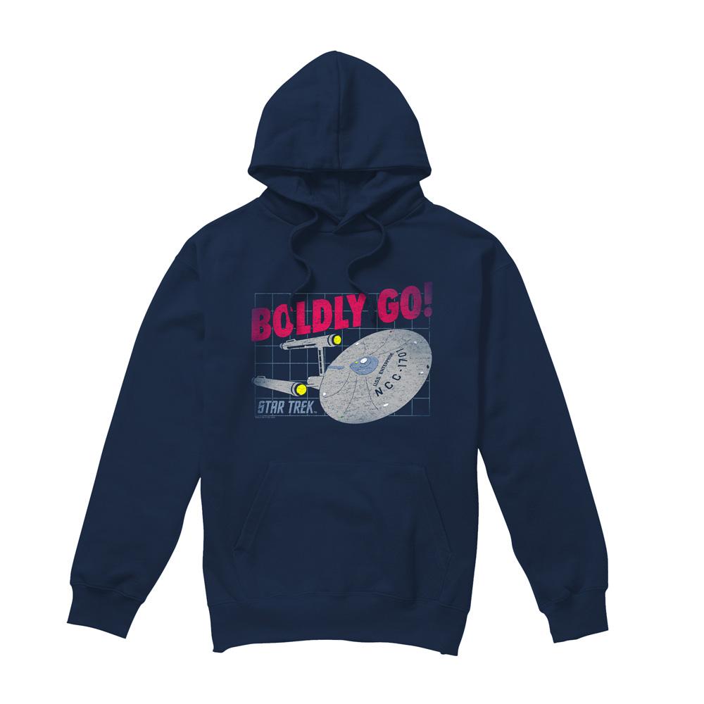 Navy - Front - Star Trek Mens Boldly Go Hoodie