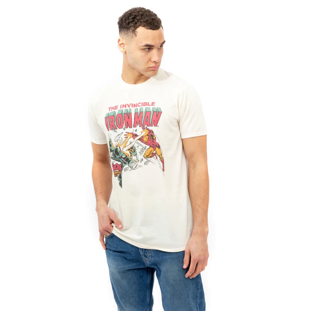 Natural - Side - Iron Man Mens Blast T-Shirt