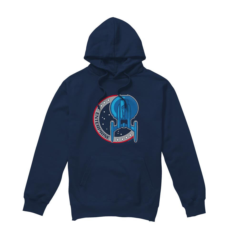 Navy - Front - Star Trek Mens Enterprise Patch Hoodie