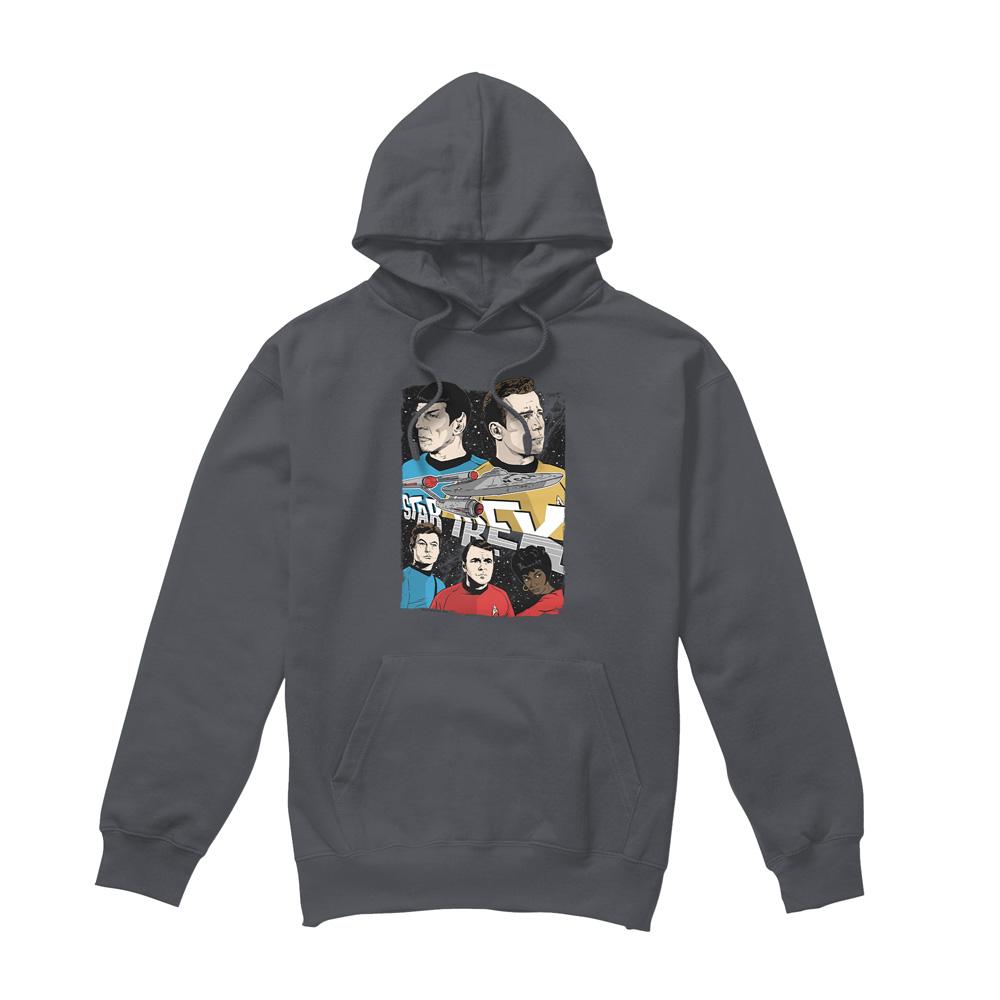 Charcoal - Front - Star Trek Mens Illustrated Crew Hoodie