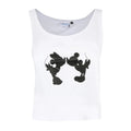 White-Black - Front - Disney Womens-Ladies Kiss Mickey & Minnie Mouse Silhouette Tank Top