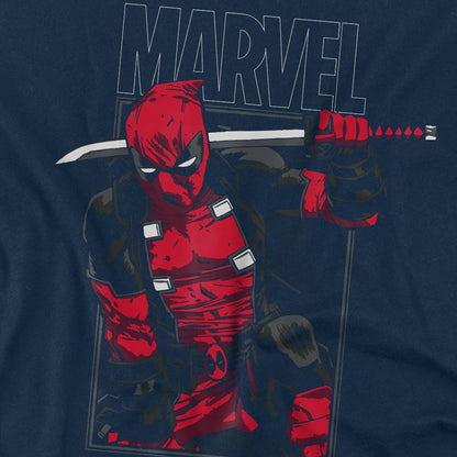 Navy - Side - Deadpool Mens Sword T-Shirt
