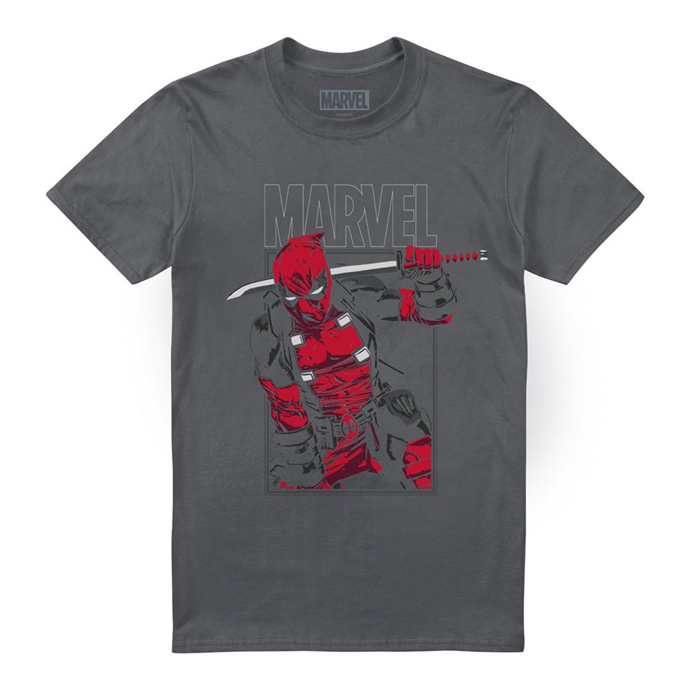Charcoal - Front - Deadpool Mens Sword T-Shirt