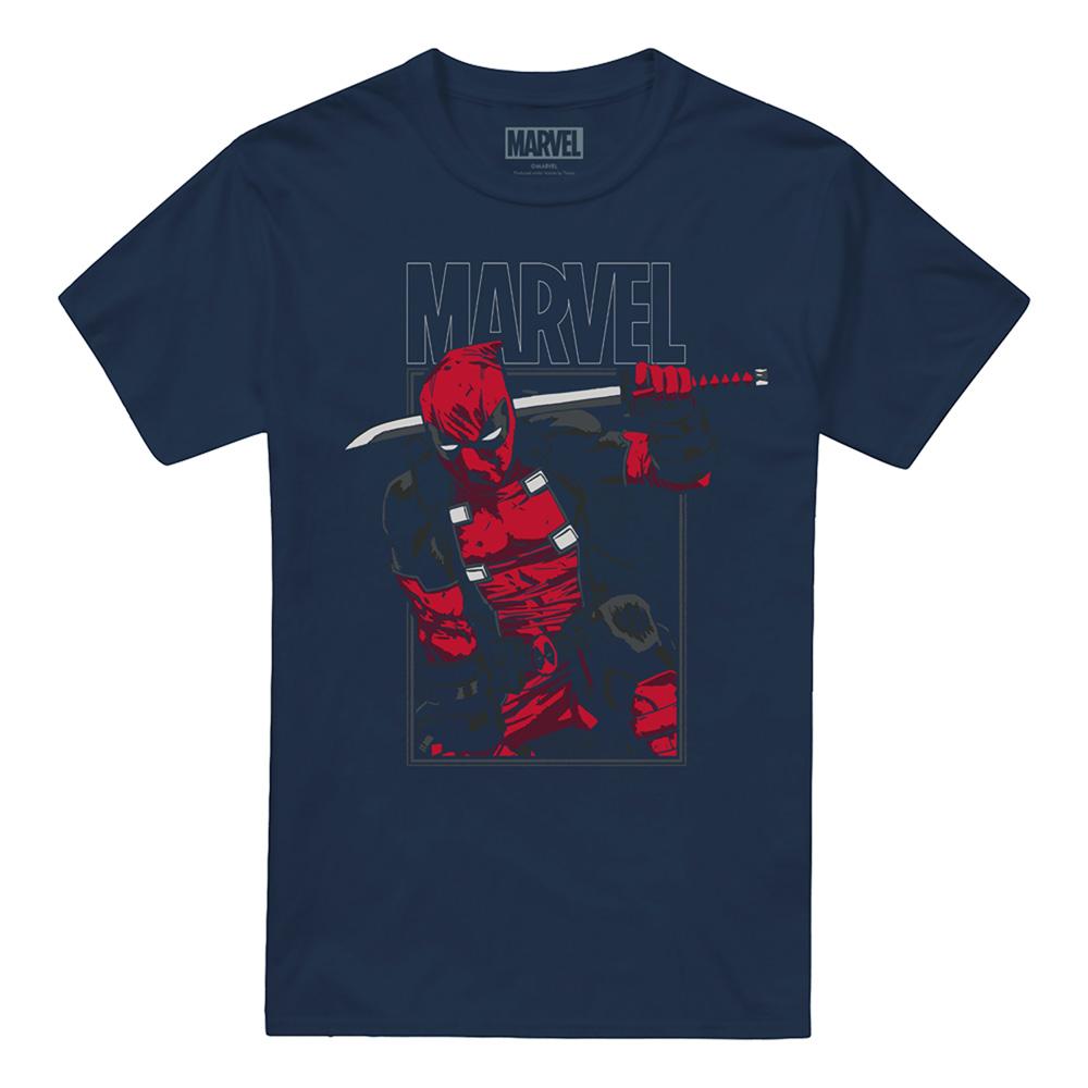 Navy - Front - Deadpool Mens Sword T-Shirt