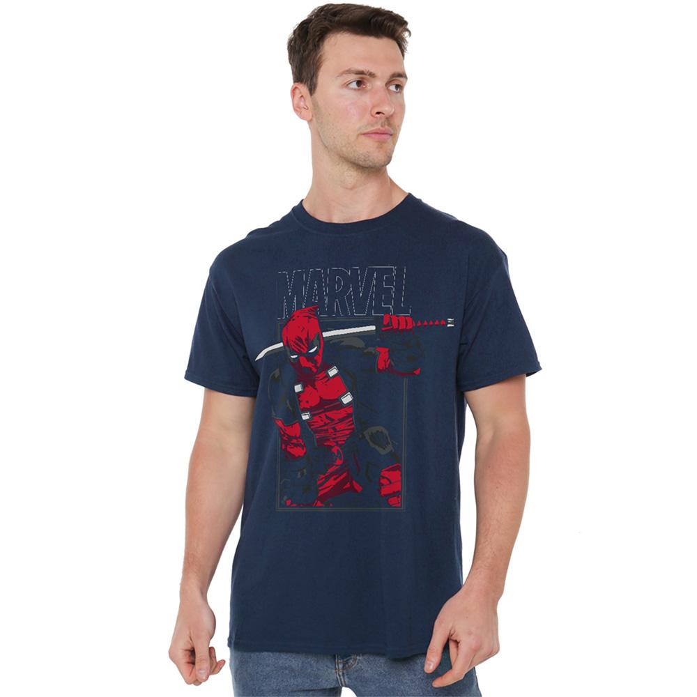 Navy - Back - Deadpool Mens Sword T-Shirt