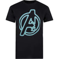 Black-Blue - Front - Avengers Mens Neon Logo T-Shirt