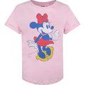 Light Pink-Blue-Red - Front - Disney Womens-Ladies Minnie Mouse T-Shirt